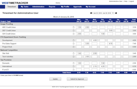 Employee Timesheet Screen