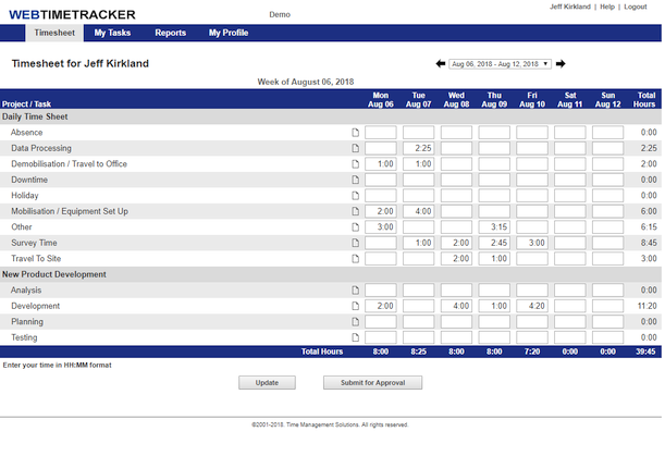 Employee Timesheet Screen